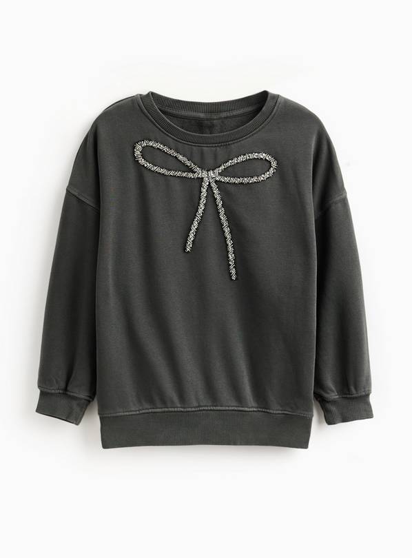 Grey Embellished Bow Sweatshirt 10 years