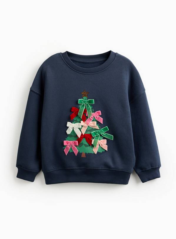 Navy Mini Me Kids' Christmas Tree Printed Sweatshirt 12 years