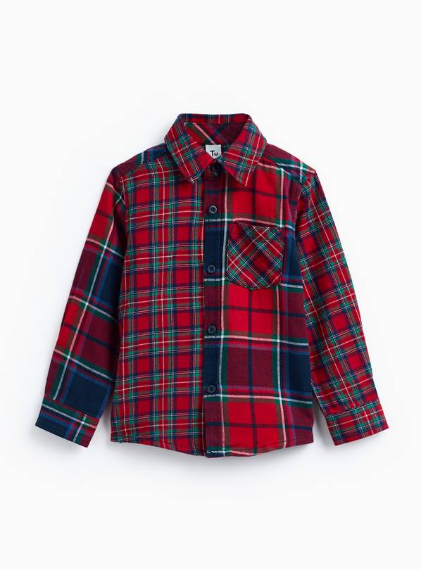 Red Check Printed Cotton Shirt  6-7 years