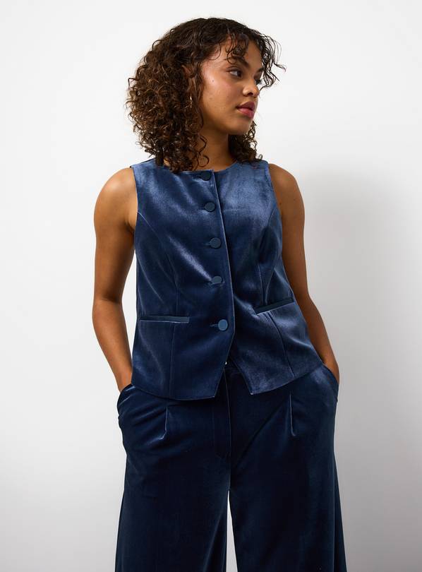 Navy Velvet Tailored Co-ord Waistcoat 10