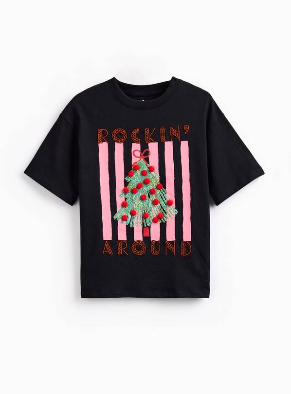 Christmas Rockin' Tree Sequin Printed T-Shirt 11 years