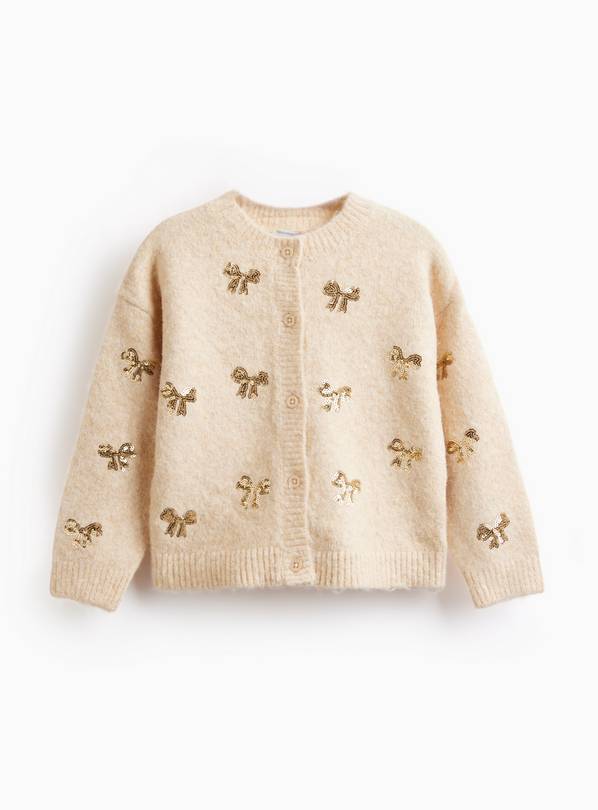 Cream Sequin Bows Embellished Cardigan 2-3 years