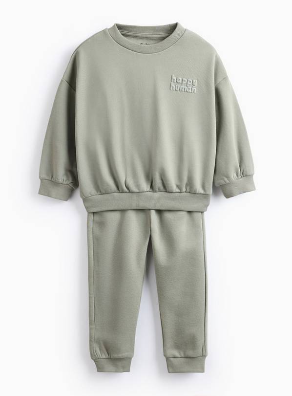 Green Slogan Sweatshirt & Joggers Set 4-5 years