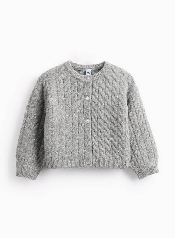 Grey Sparkle Knitted Crew Neck Cardigan 5-6 years