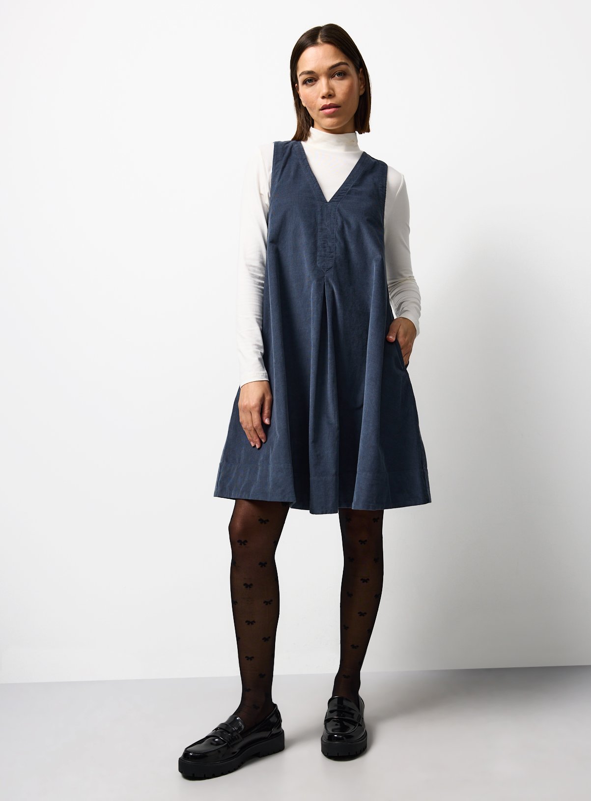 Navy Corduroy Midi Dress 14 - Image 2 thumbnail