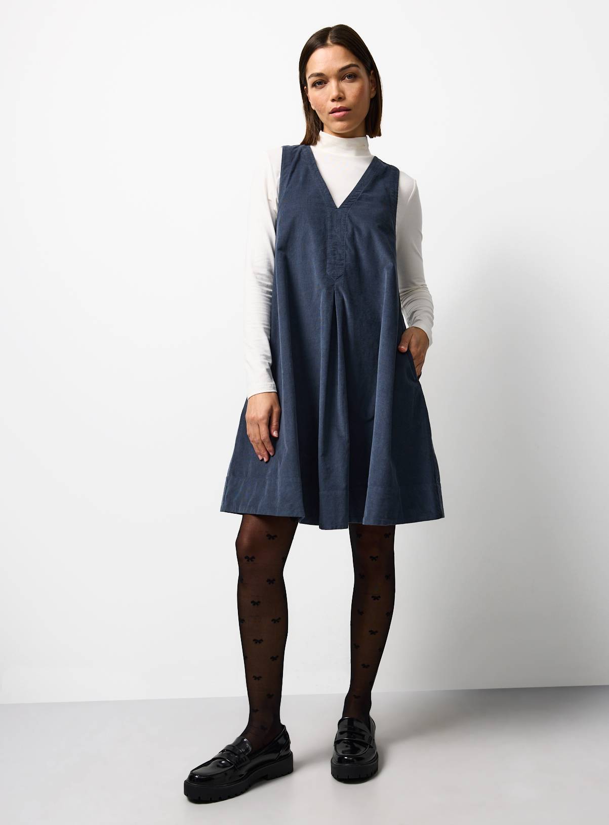 Navy Corduroy Midi Dress 14 - Image 2