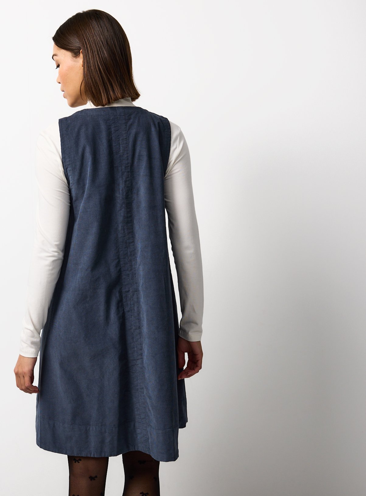 Navy Corduroy Midi Dress 14 - Image 4 thumbnail