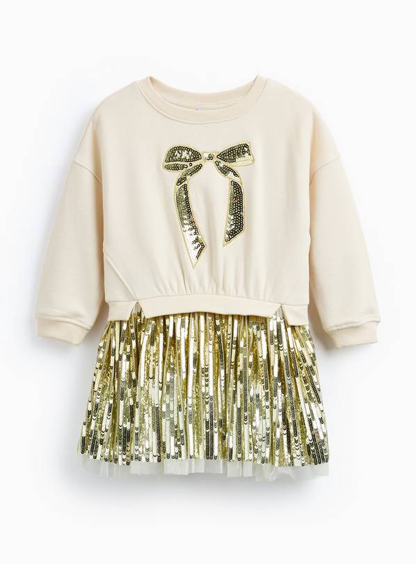 Gold Sequin Party Tutu Sweatshirt Dress 4-5 years