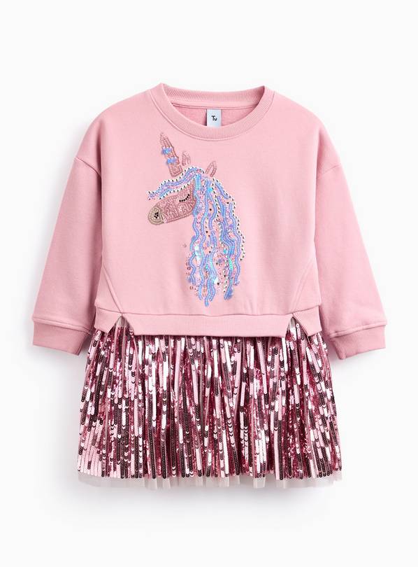 Pink Sequin Party Tutu Sweatshirt Dress 3-4 years