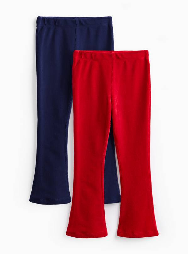 Red & Navy Corduroy Flared Leggings 2 Pack 1-2 years