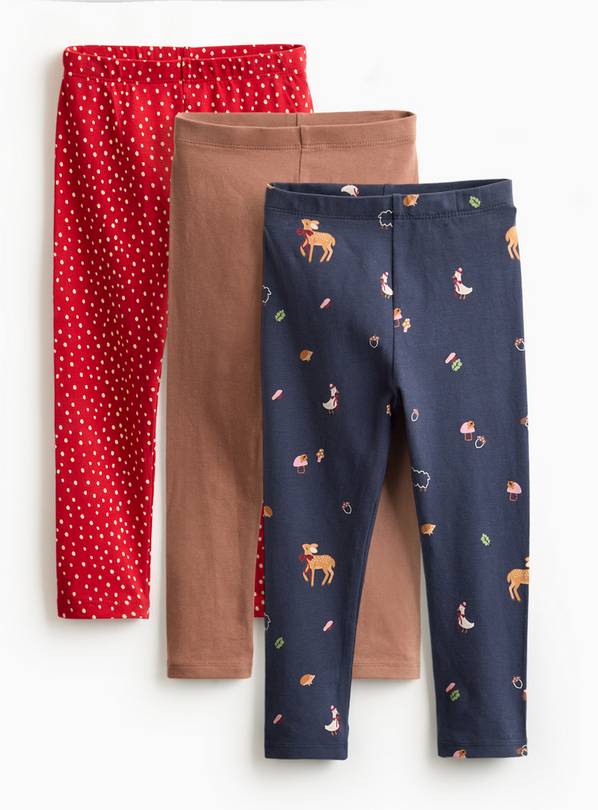 Woodland Printed Leggings 3 Pack 5-6 years