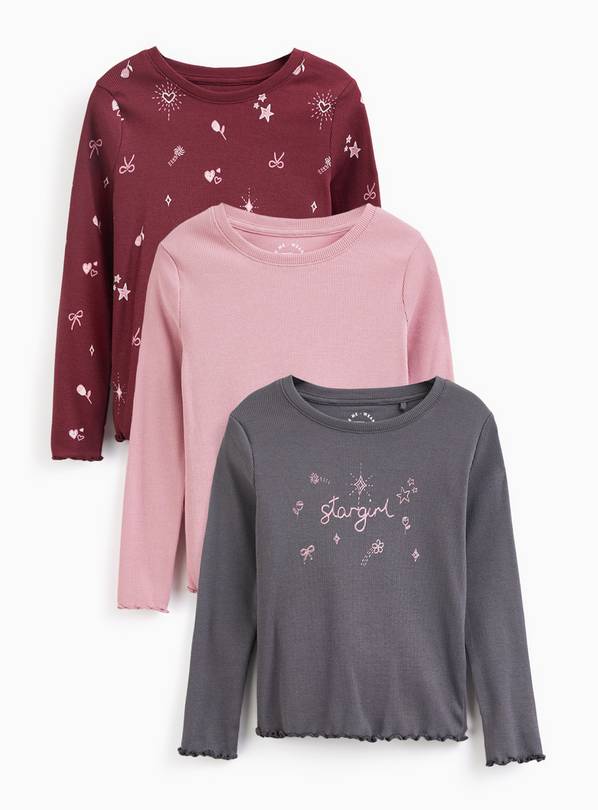 Flower Graphic Print Ribbed Long Sleeve T-Shirts 4-5 years