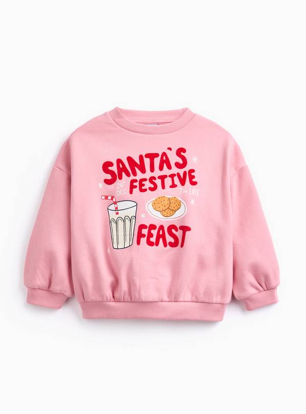 Christmas Feast Pink Sweatshirt 2-3 years