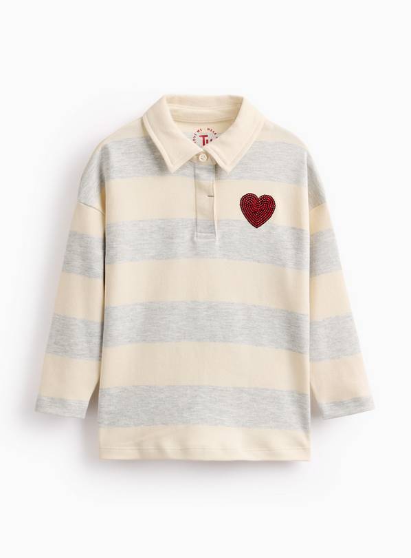 Grey Striped Rugby Top 6-7 years