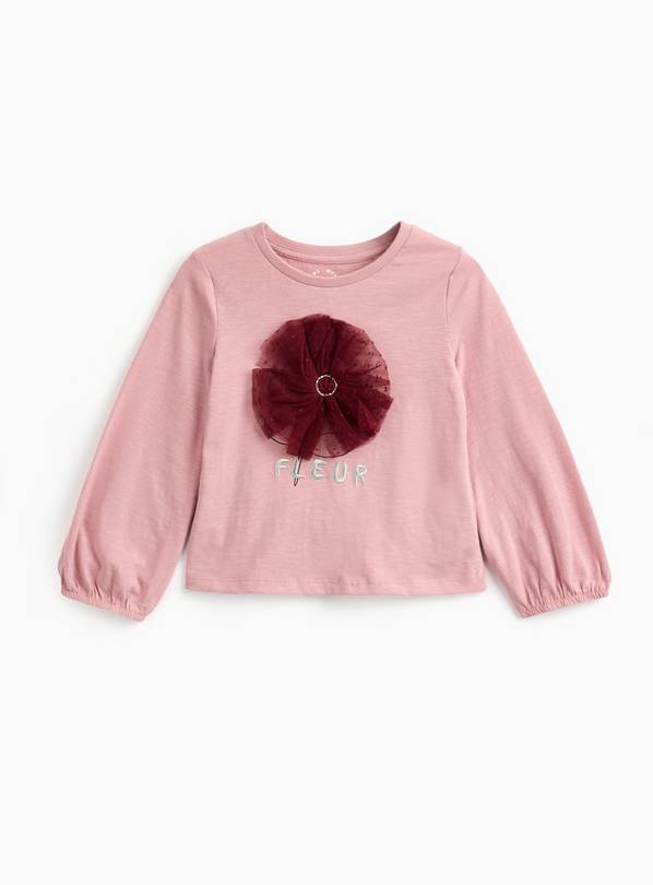 Pink Flower Design Long Sleeve Top 5-6 years