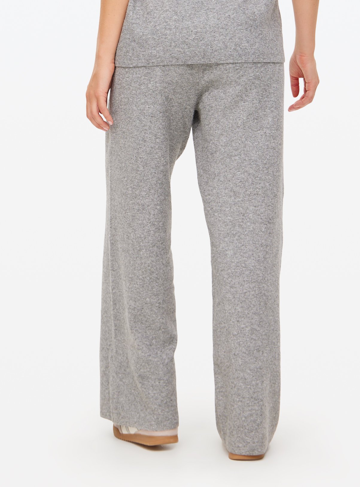 Grey Compact Knit Wide Leg Co-ord Trousers  6 - Image 5 thumbnail