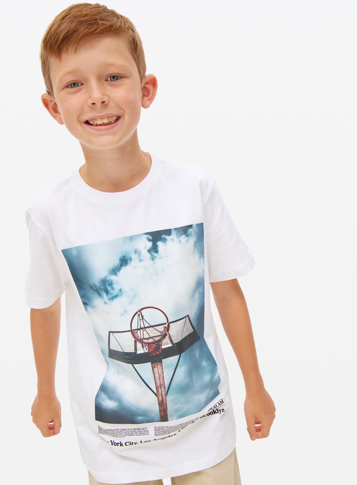 White White Basketball Graphic Printed T-Shirt - Tu by Sainsbury's