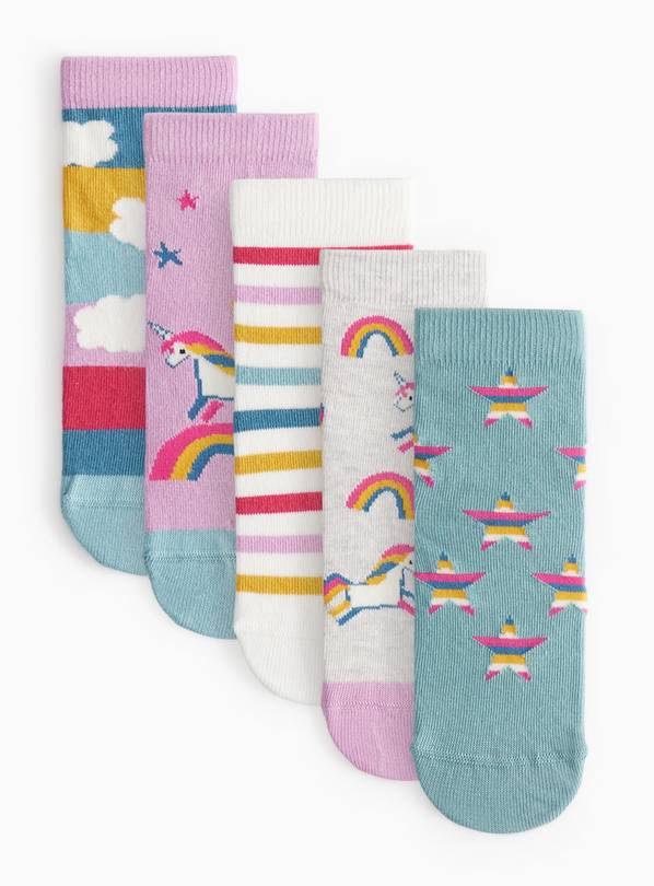 Unicorn Ankle Socks 5 Pack 4-5.5