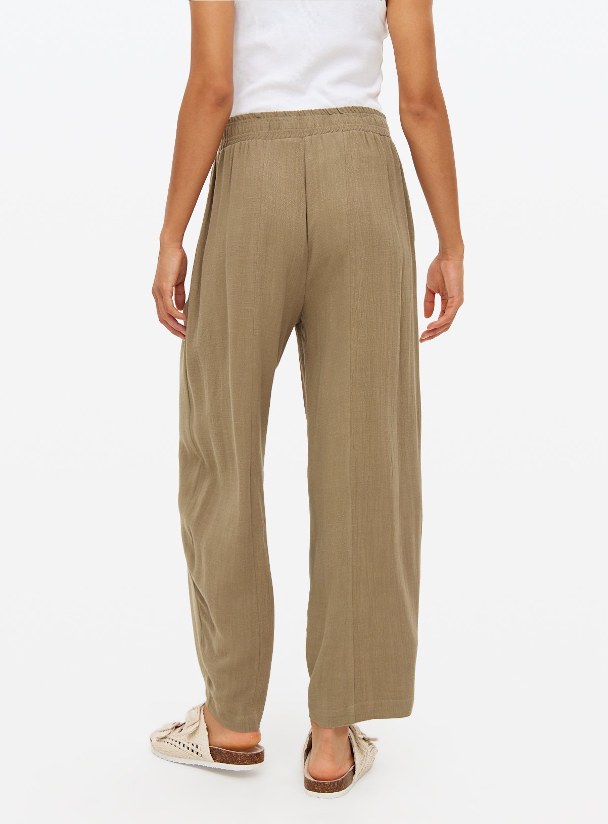 Green Linen Barrel Trousers 16 - Image 4 thumbnail
