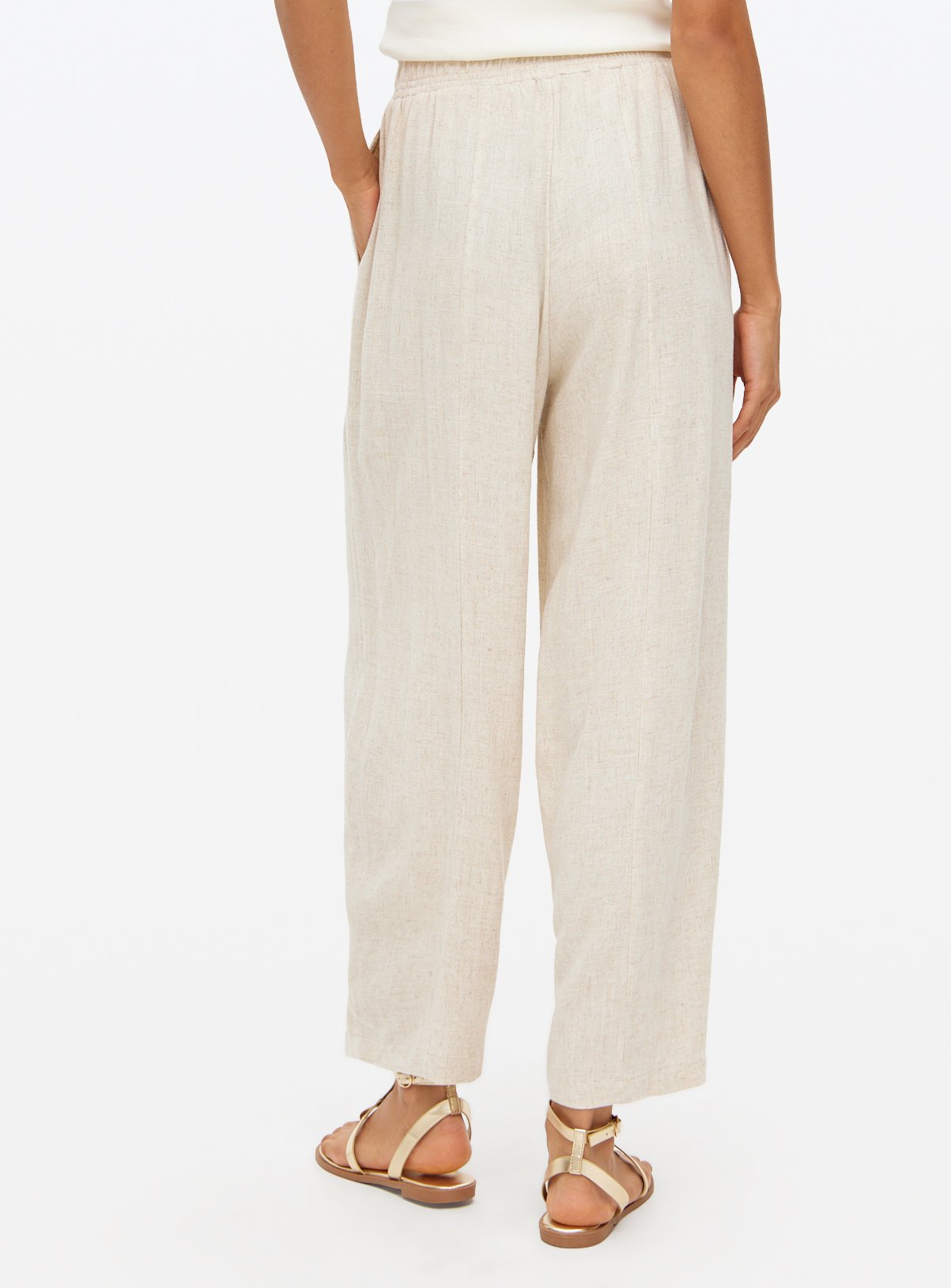 Stone Linen Barrel Trousers 22 - Image 4 thumbnail