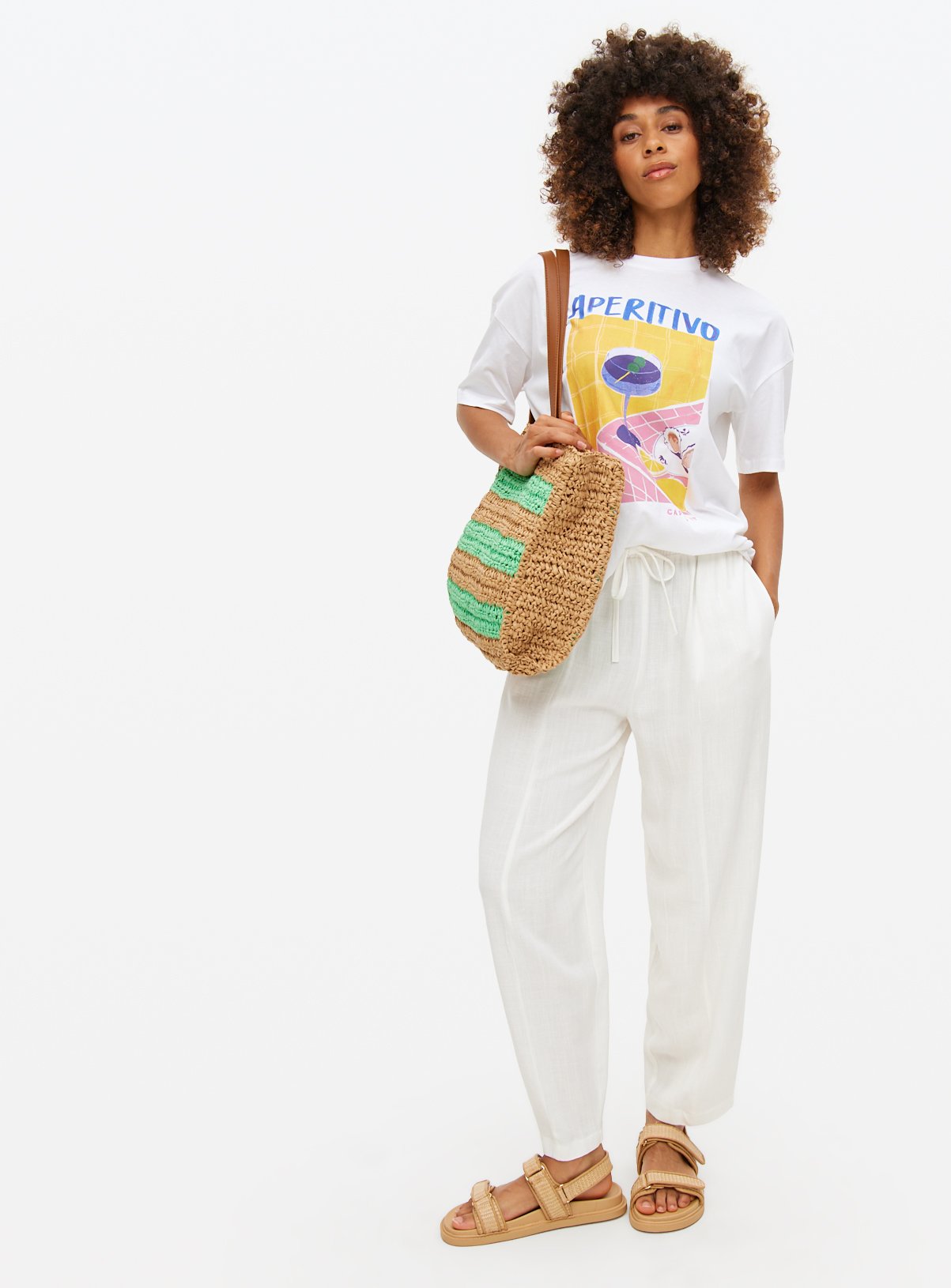 White Linen Barrel Trousers 22 - Image 2 thumbnail