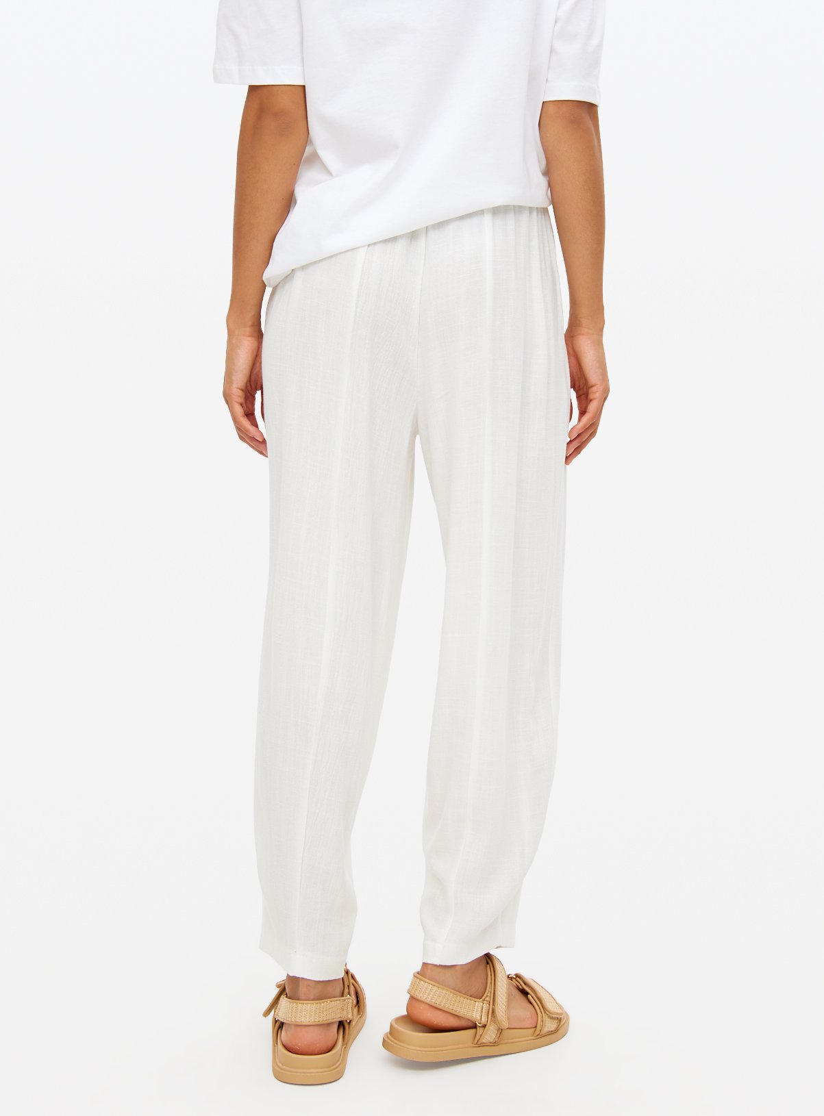 White Linen Barrel Trousers 22 - Image 4 thumbnail