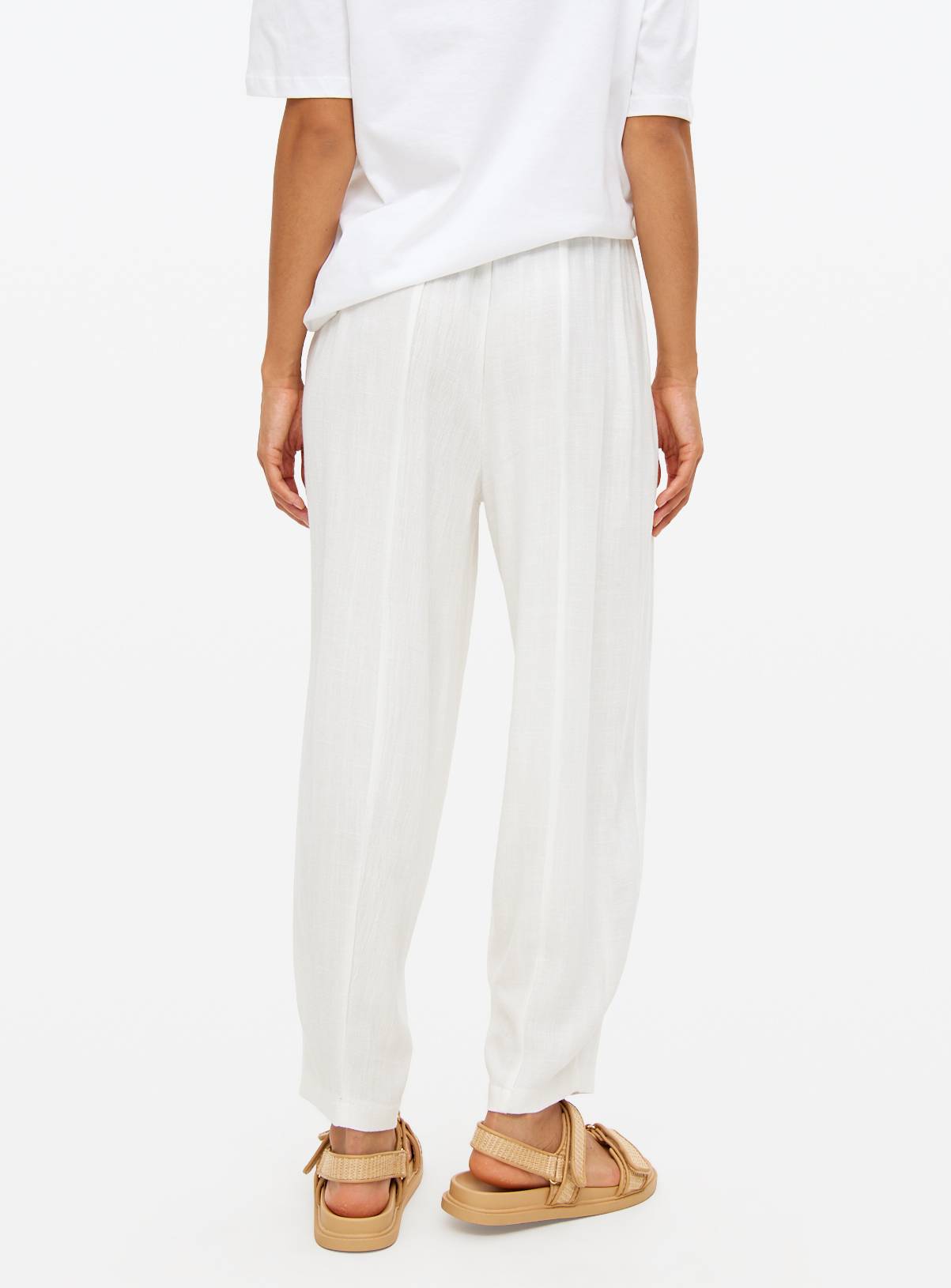 White Linen Barrel Trousers 22 - Image 4