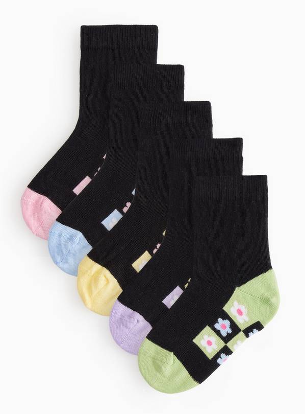 Retro Flower Foot Bed Ankle Socks 5 Pack 9-12