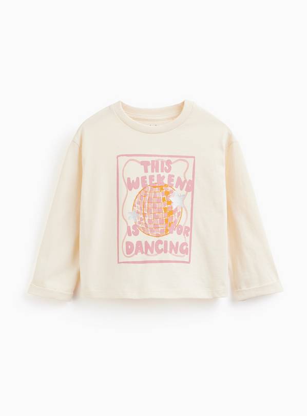 Cream Disco Ball Long Sleeve Top 6-7 years