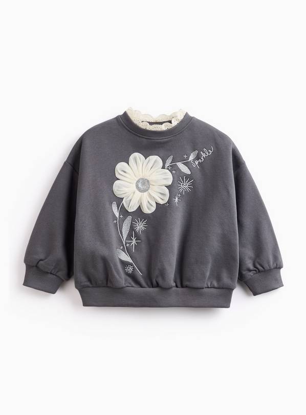Charcoal Lace Trim Sweatshirt 3-4 years