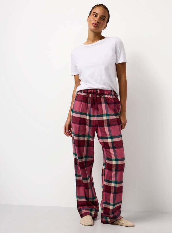 Burgundy Check Brushed Cotton Pyjama Bottoms 12