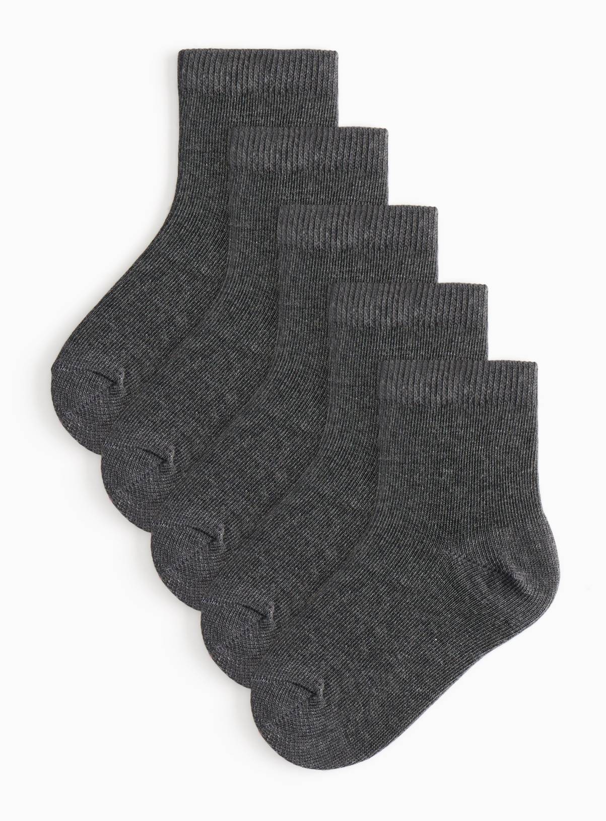 Grey Ankle Socks 5 Pack 9-12 Infant - Image 1