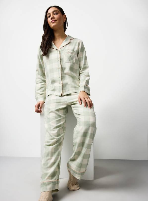 Sage Green Buffalo Brushed Cotton Traditional Pyjamas 22