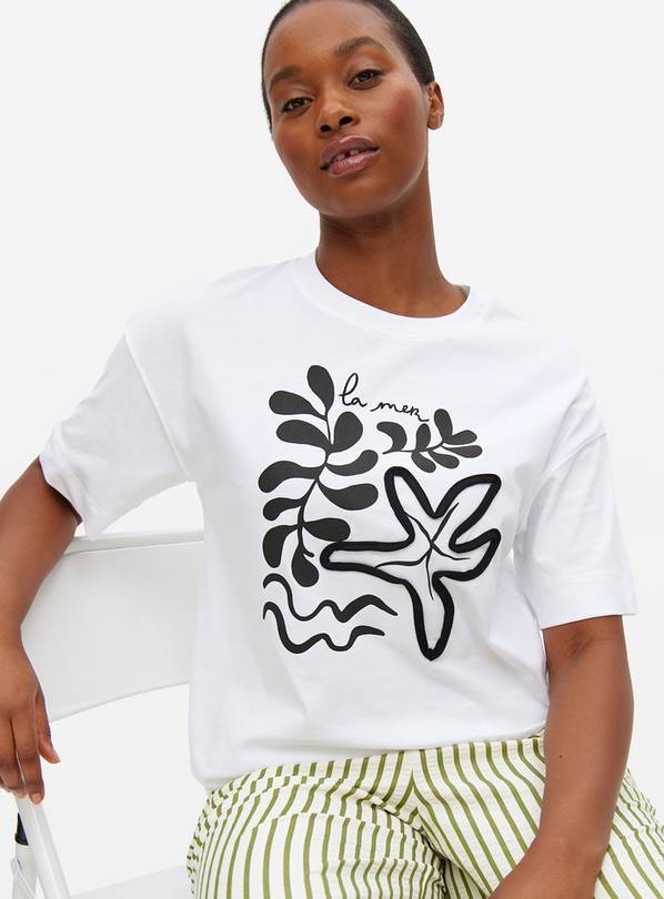 Abstract Sea Graphic Oversized T-Shirt XL