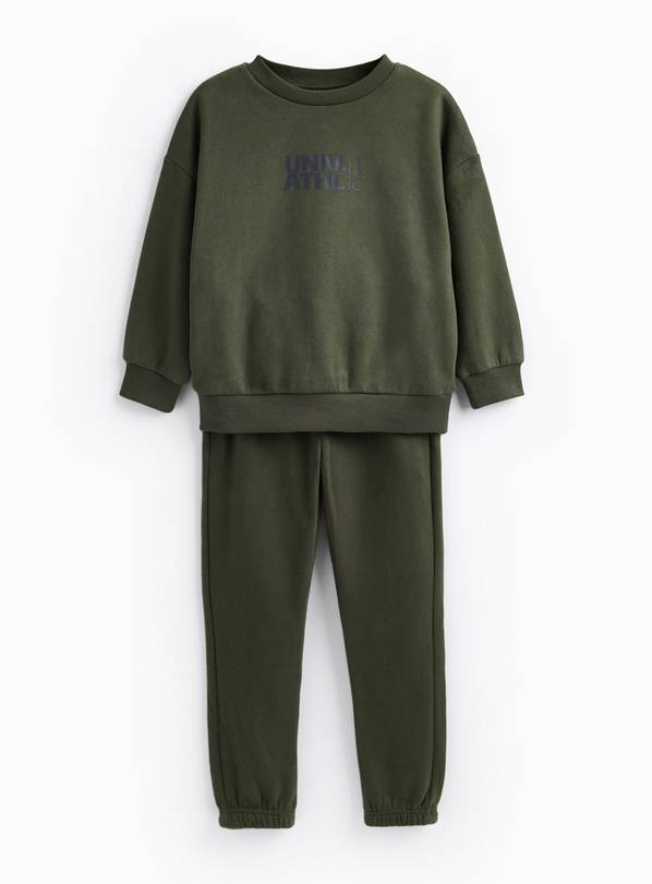 Khaki Printed Crew Neck Sweatshirt & Joggers 8 years