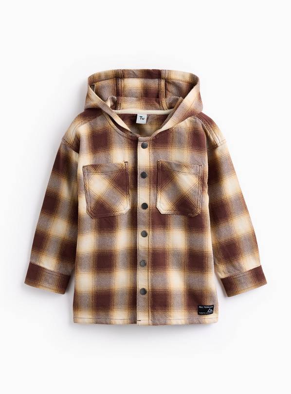 Brown Check Hooded Shirt 5 years