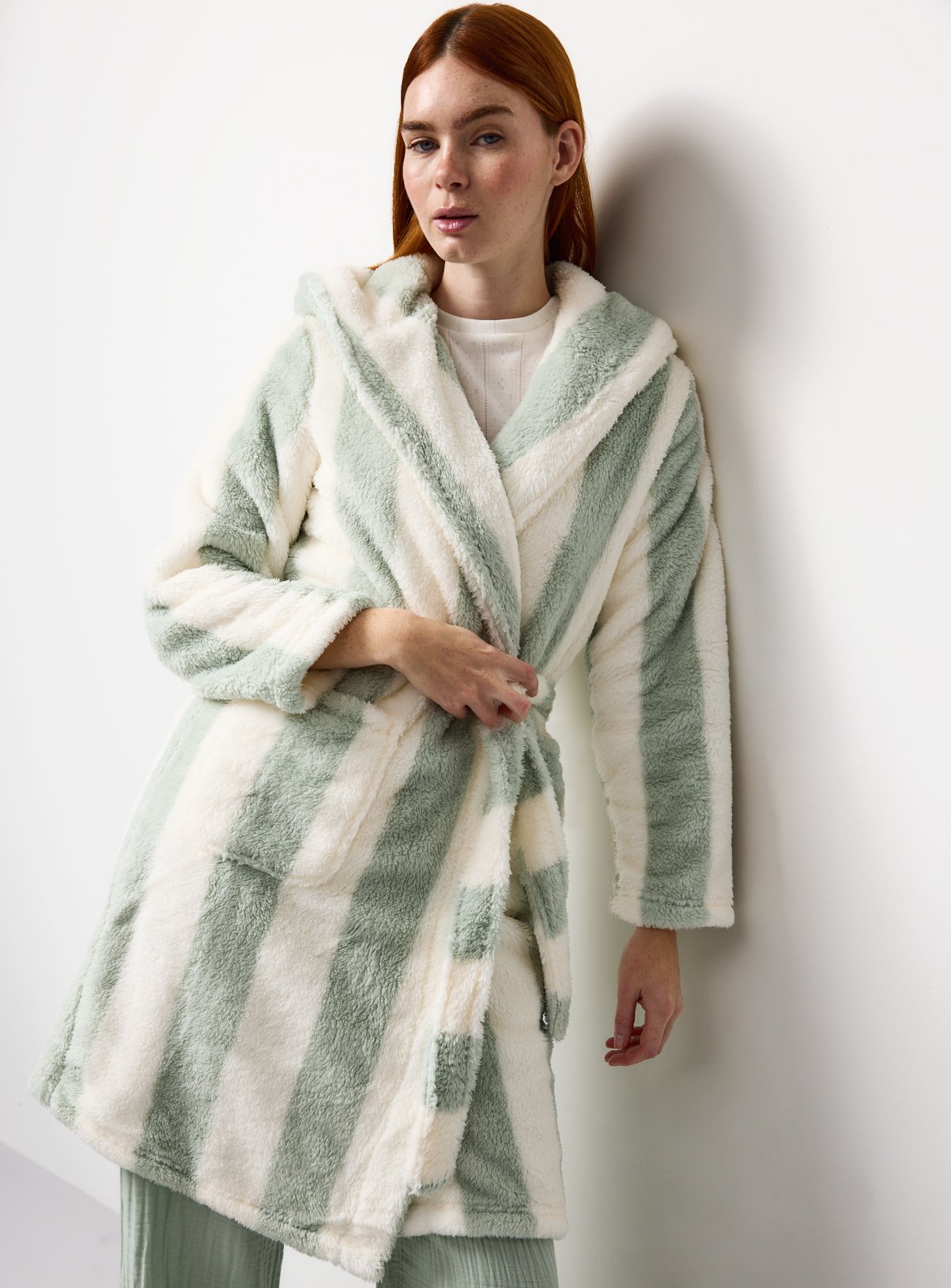 green emerald velvet dress brushed cotton dressing gown