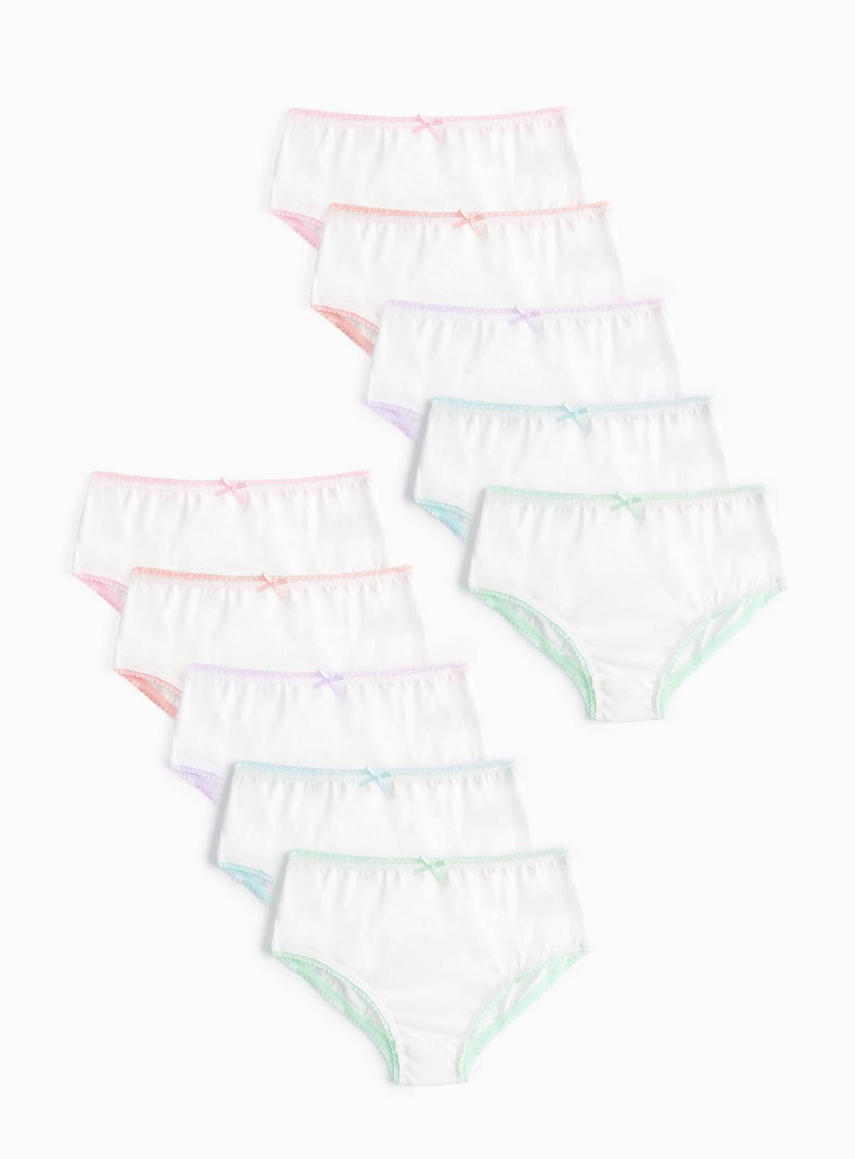 White Briefs with Coloured Trims 10 Pack 6-7 years - Image 1