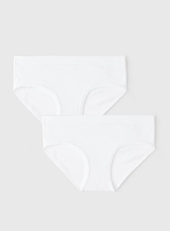 White Seamfree Ribbed Briefs 2 Pack 4-6 years