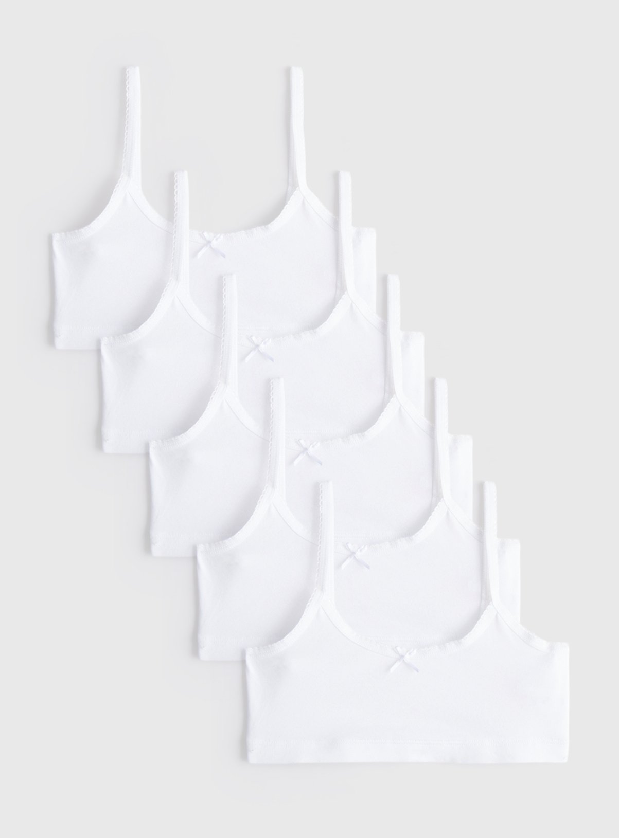 White Crop Tops 5 Pack 8-9 years - Image 1 thumbnail