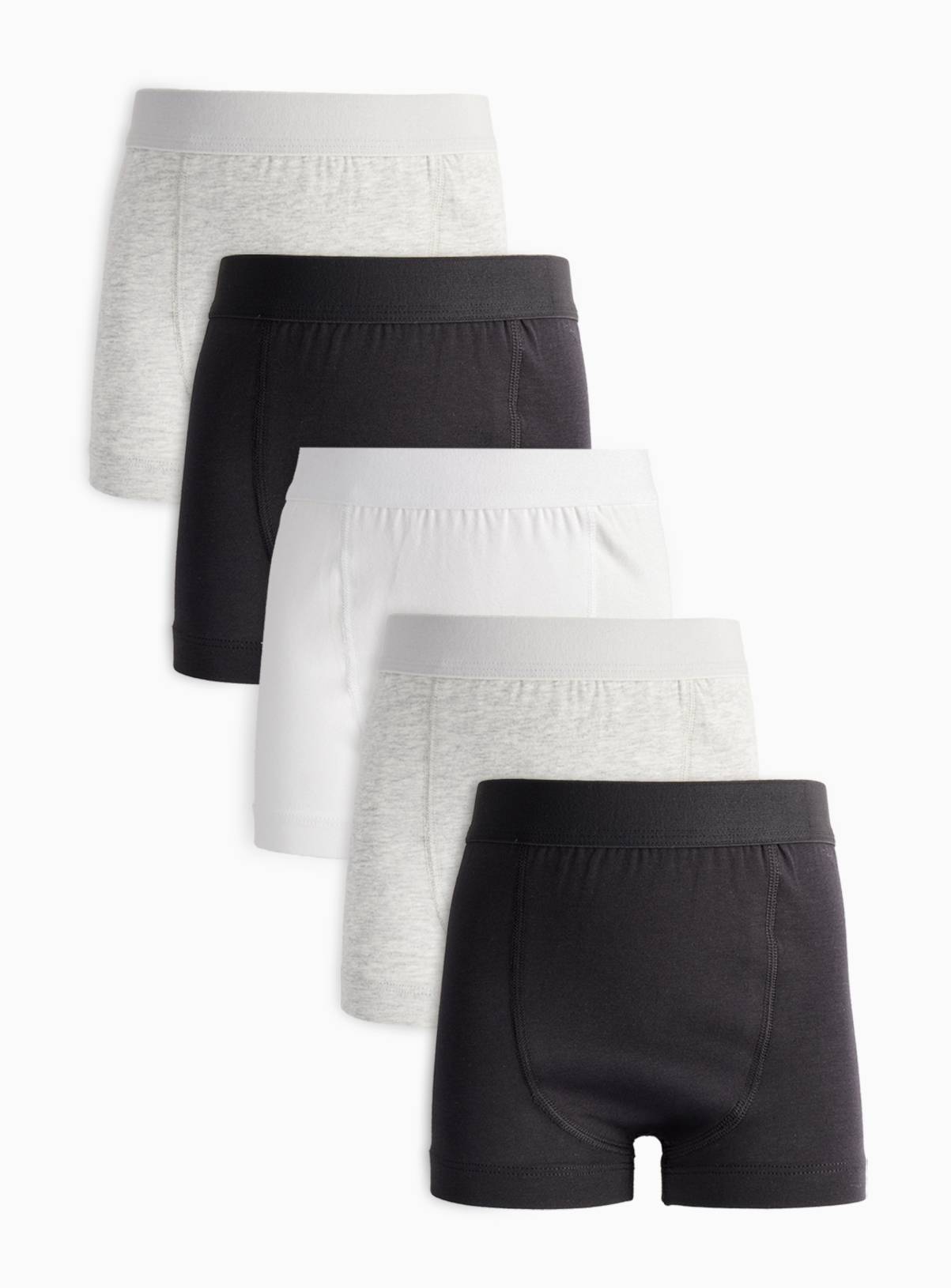 Black, Grey & White Trunks 5 Pack 5-6 years - Image 1