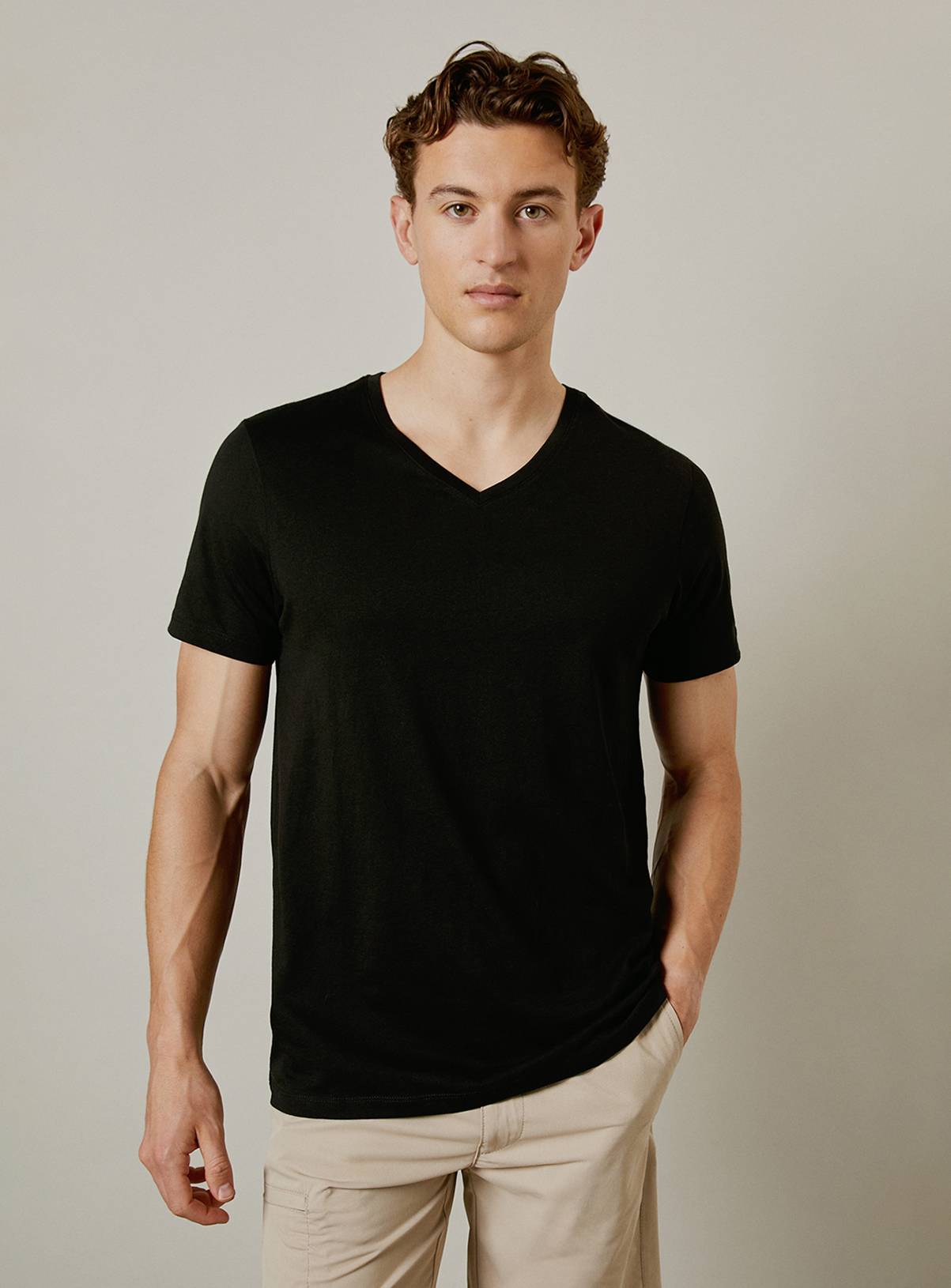 BURTON Black Plain V Neck T Shirt XL - Image 1
