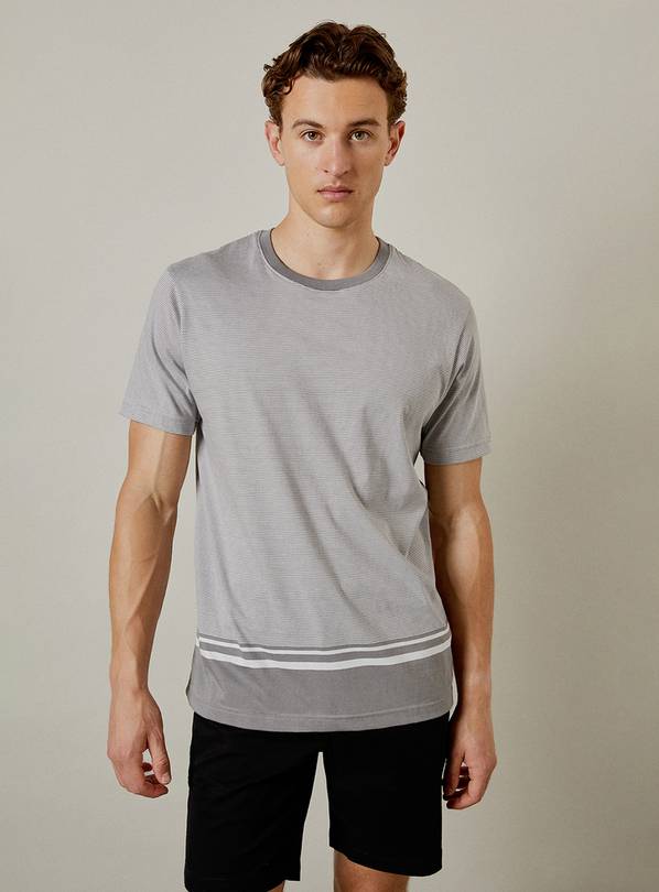 BURTON Mid Grey Feeder Stripe T Shirt L