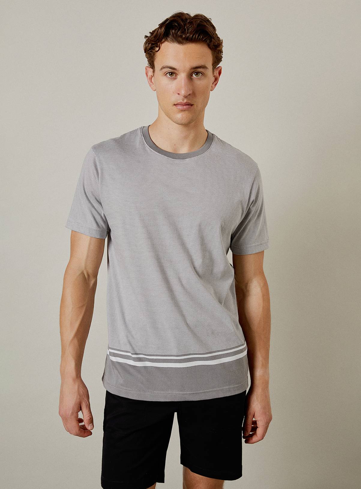 BURTON Mid Grey Feeder Stripe T Shirt S - Image 1