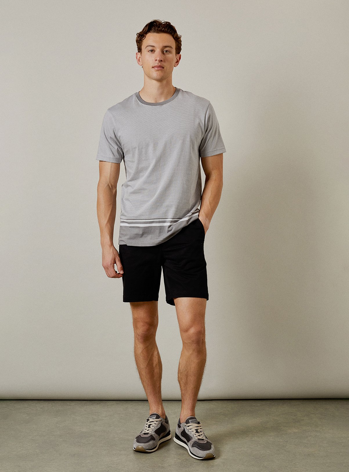 BURTON Mid Grey Feeder Stripe T Shirt S - Image 2 thumbnail