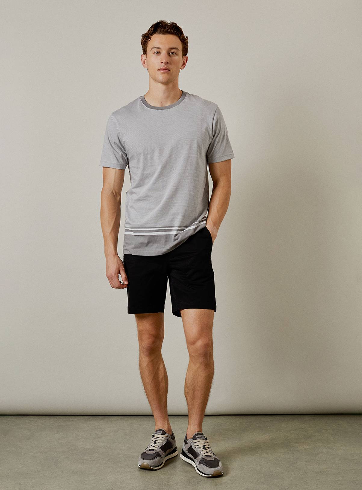 BURTON Mid Grey Feeder Stripe T Shirt S - Image 2