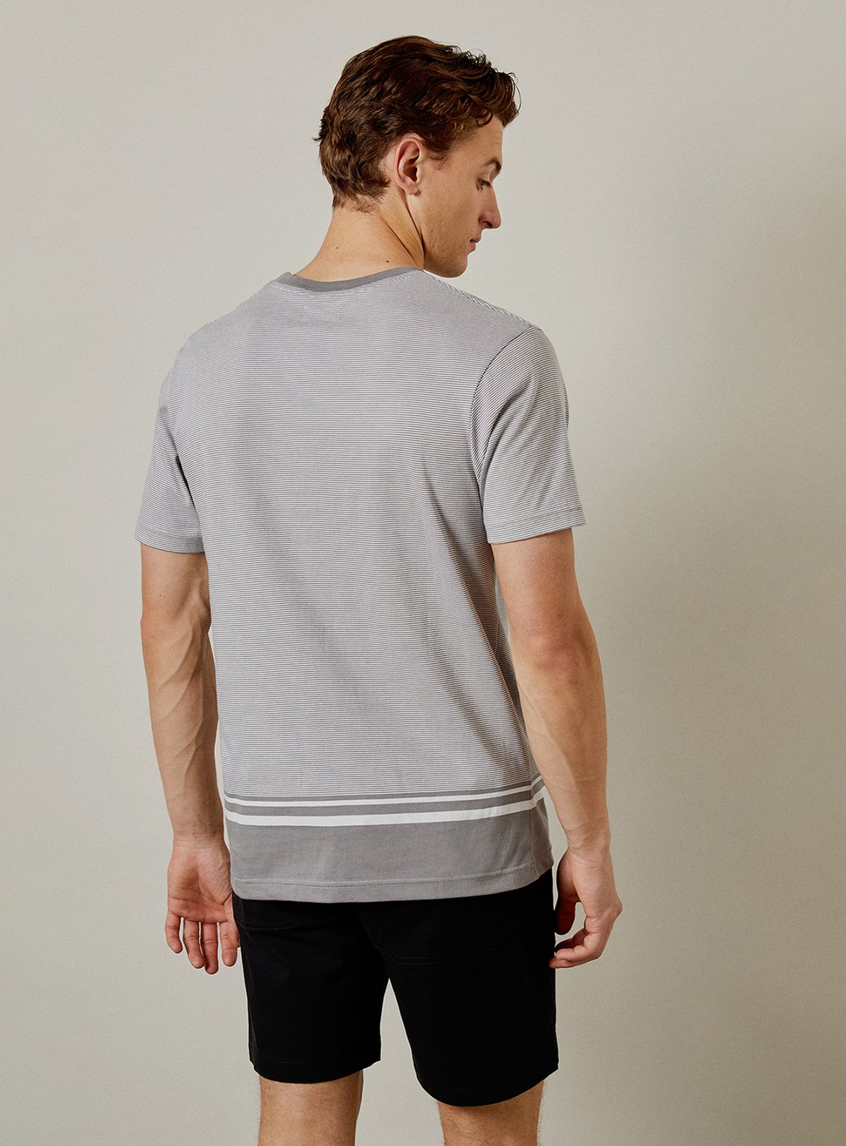 BURTON Mid Grey Feeder Stripe T Shirt S - Image 3 thumbnail