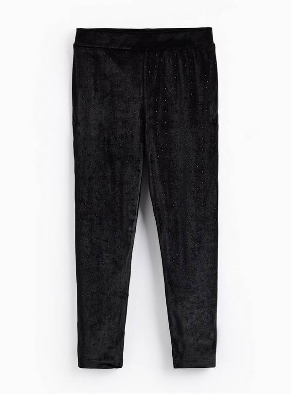 Black Velour Studded Leggings 6 years