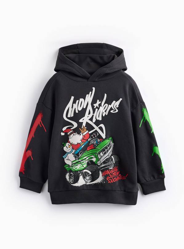 Charcoal Snow Riders Graphic Print Hoodie 10 years
