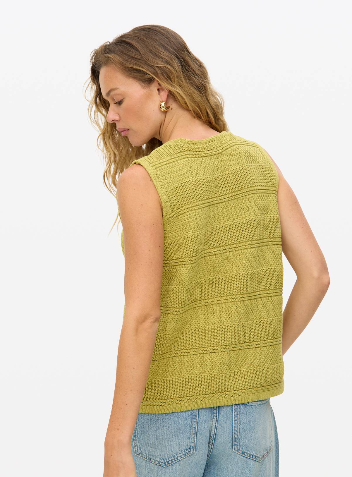 Green Tie Front Stripe Stitch Waistcoat 12 - Image 4